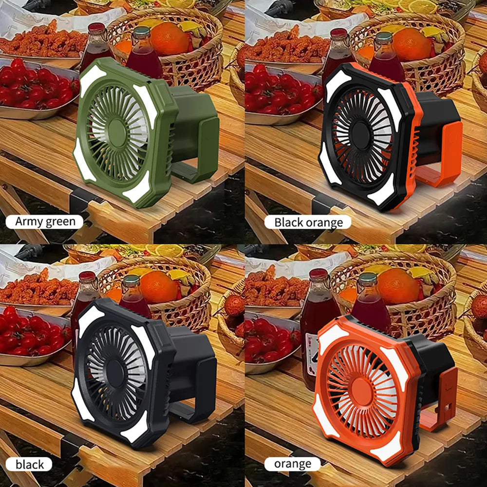 Outdoor Camping USB Fan with Power Bank LED Lamp Function for Indoor Portable USB Rechargeable Fan with Remote Control