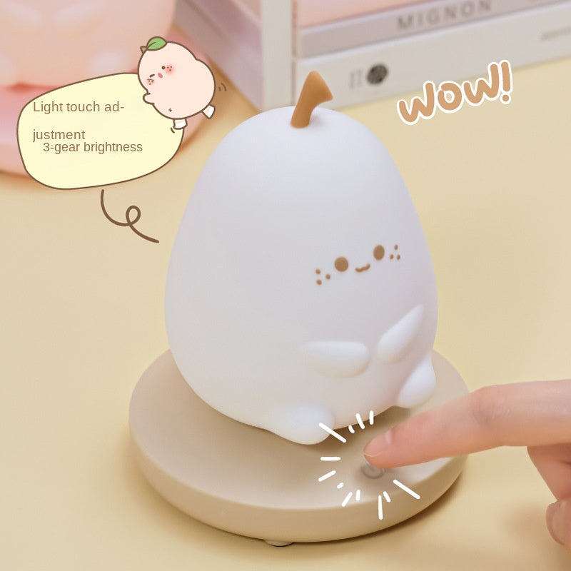 Pear Light  Nursery Table Lamp,Cute Pear Night Light, Silicone Pear Nursery Lamp for Kids, Dimmable Bedside Lamp, USB Rechargeable Light for Bedroom