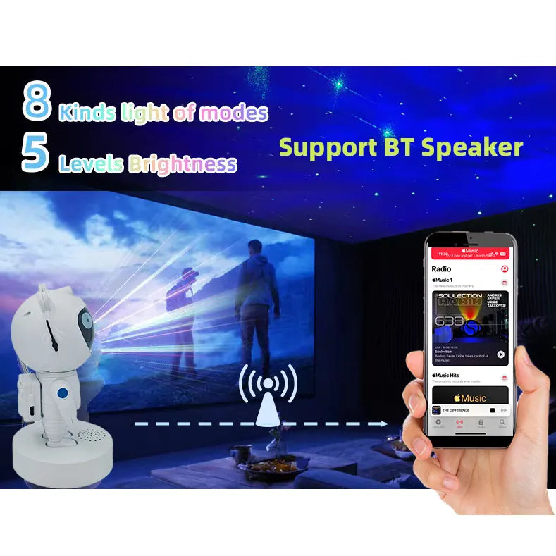 Smart Night Lights Projector Bedroom Star Projector Galaxy Projector Starry Projection Lamp Gift for Kid Wireless Speaker