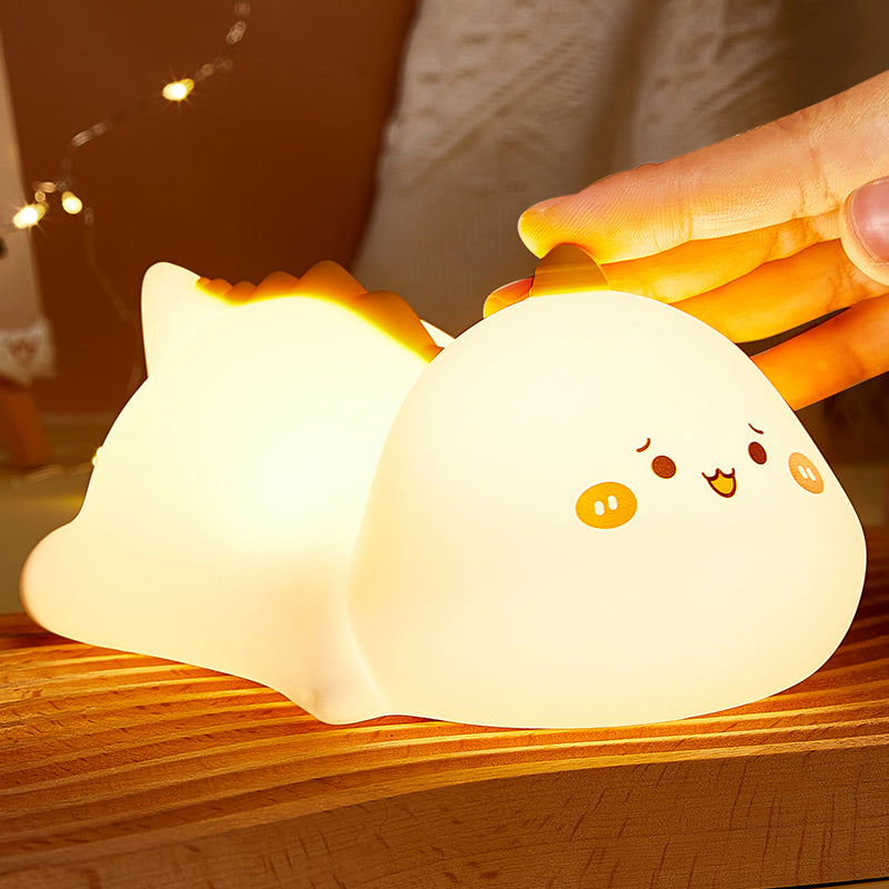Dinosaur Night Light Cute Animal Squishy Silicone Touch Lamp imer Dimmable Rechargeable LED Nightlight for Kids Baby Girls