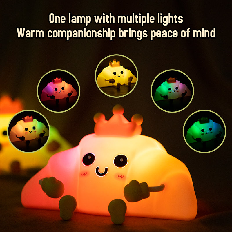 Cute Bull horn bag Night Light with White Noise LED Squishy Night Light Soft Silicone Nursery Nightlight Rechargeable LED Touch Light  for Kids Room