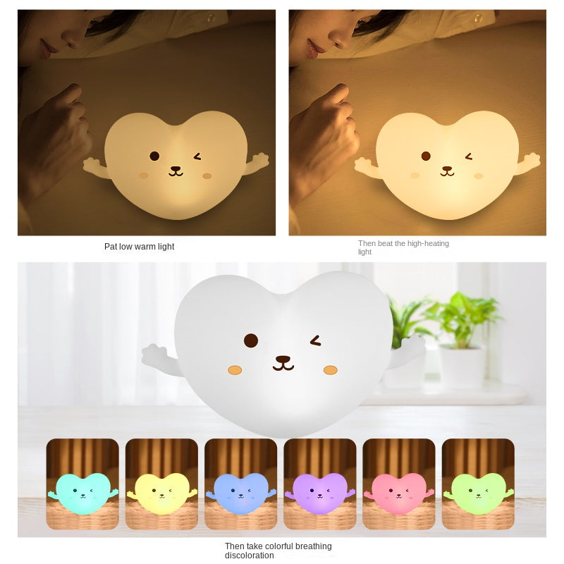 Linda luz nocturna LED para niños luz nocturna recargable de silicona lámpara táctil de noche regulable de 3 niveles lámpara de noche para bebés y niños pequeños para regalo para niños y