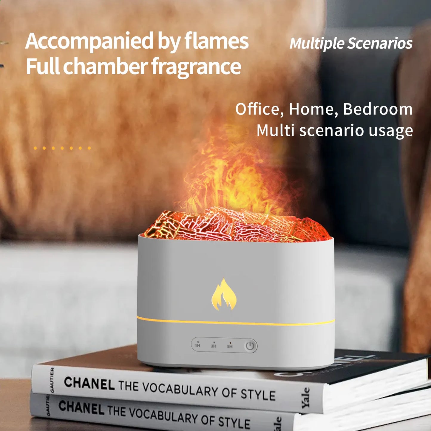 Flame Air Diffuser Humidifier,Upgraded Scent Diffuser for Essential Oils,Flame Diffuser Humidifier with 7 Color Lights Low Noise Humidifiers for Bedroom Auto-Off Rust Red,