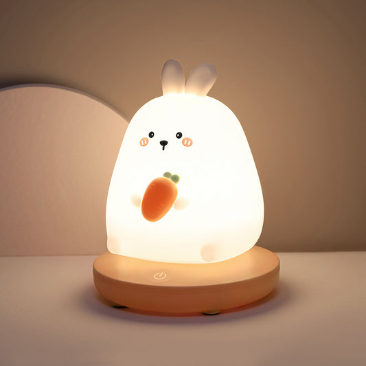 Amusingtao LED Children Night Light, Cute Bunny Night Light Bunny Lamp Soft Silicone Night Light with Touch Sensor, Protable Led Animal Silicone Kids Lamp USB Rechargeable Bedside Lamp
