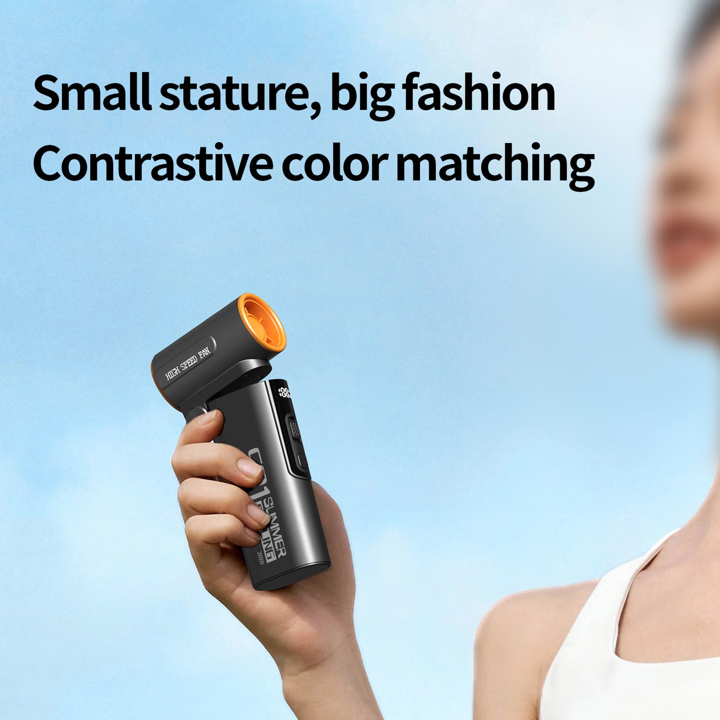 Portable High-Speed Fan with 100-Speed Adjustment, Tilted Airflow Design & USB Type-C Charging