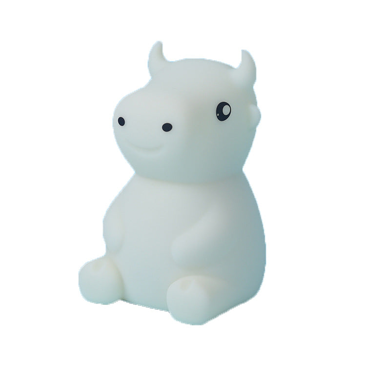 SMOORITA Night Light for Kids, Cute Night Lamp Bedroom Cow Nightlight for Baby Girl Boy Teem, Battery Powered Silicone Animal Night Lamp Christmas Birthday Gifts