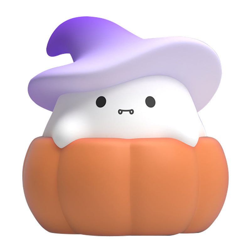 Cute Ghost Pumpkin Night Light,Silicone Nursery Night Lamp for Kids Bedroom,Touch Control Nightlights USB Rechargeable 3-Speed Adjustable Bedside Lamp,for Bedroom,Children Gift Halloween (4 Pcs)