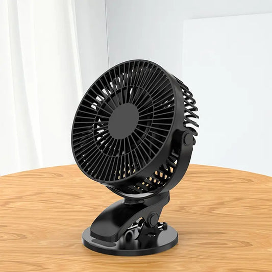 Portable Battery Operated Stroller 360 Degree Rotation Quiet 2000mah Battery Mini USB Rechargeable Clip Table Fan