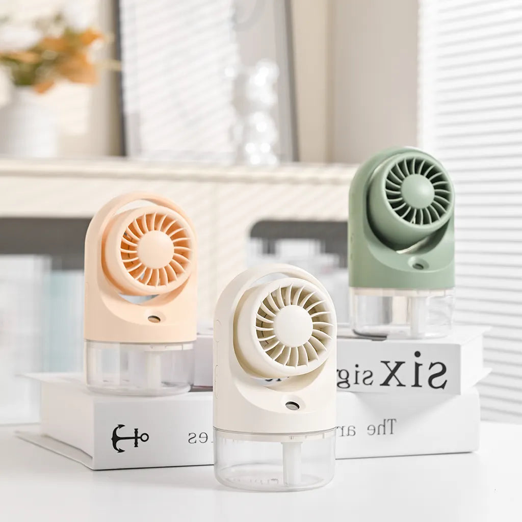2025 Newest USB Rechargeable Personal Mini Portable Mist Fan Outdoor Water Humidifier Handheld Desk Fan DC Power Source for Cars