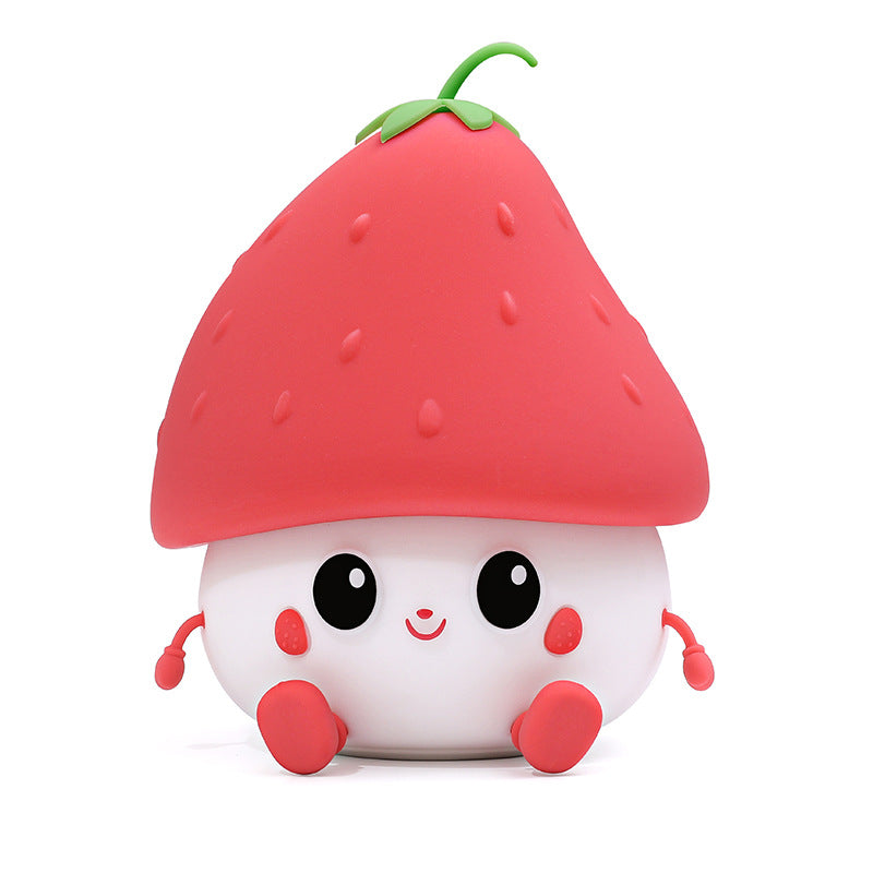 Night Light for Kids, Cute Silicone Nursery Strawberries Lamp for Baby and Toddler,Fruit NightLight for Boys and Girls,Squishy Night Lamp for Bedroom,Kawaii Bedside Lamp for Kids Room