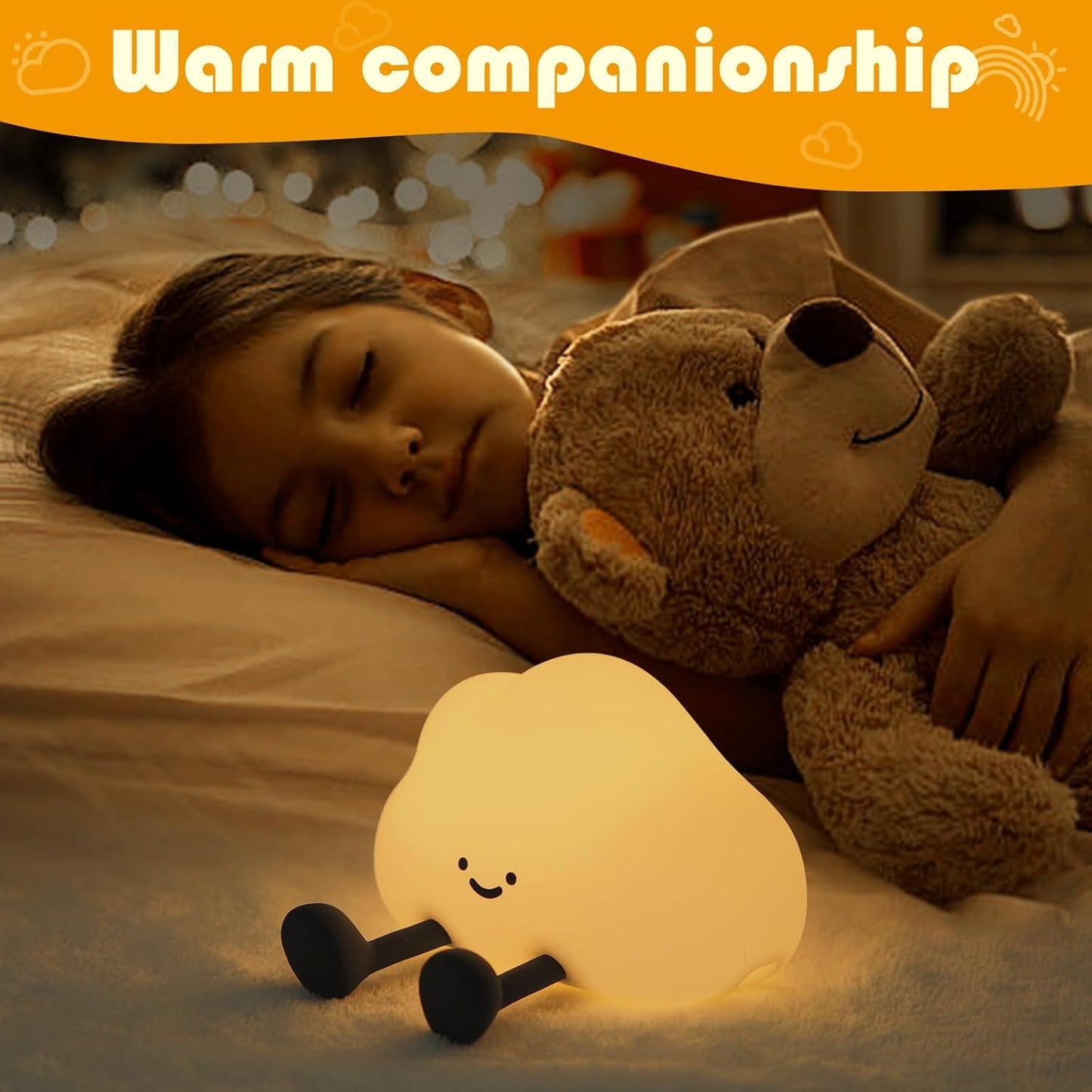 Cloud Night Light, Cute Silicone Nightlight for Baby Toddler, Rechargeable LED Nursery Lamp with Timer, 3 Level Dimmable Soft Squishy Night Lamp Gift for Bedroom Kids Room Decor