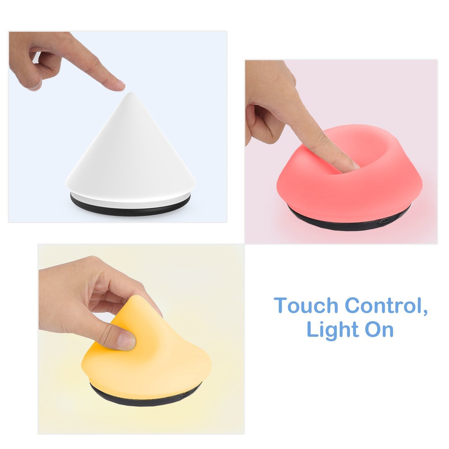 Touch Control Bedside Lamp Volcano Silica Gel Night Light Pat Pat Lights Portable Rechargeable LED Nightstand Lights Atmosphere Light for Bedroom Kids Room Baby Room Decoration Lamp