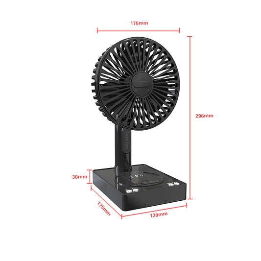 Oscillating Silent Desk Fan – Portable Rechargeable Fan with Power Bank & Wireless Charging for Home, Office & Dorm