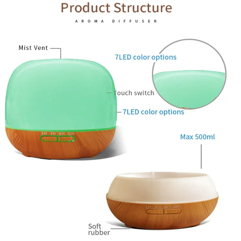 2025 New Arrival Portable Home Custom LED Light Electric Smart Nebulizer Wooden Perfume Air Humidifiers Home Fragrance Diffuser