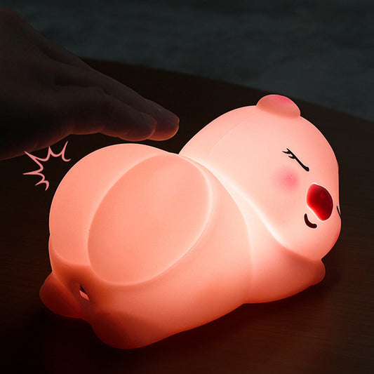 Piggy Night Light USB Charging Color Changing Soft Silicone Bedside Lamp Cute Shape Desk Lamp for Bedroom Adorable and Functional Light for Kids Rooms or Nurseries Easy Touch Cont