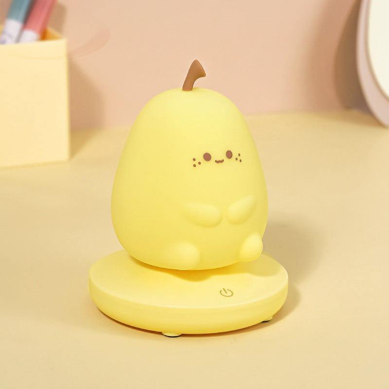 Pear Light  Nursery Table Lamp,Cute Pear Night Light, Silicone Pear Nursery Lamp for Kids, Dimmable Bedside Lamp, USB Rechargeable Light for Bedroom