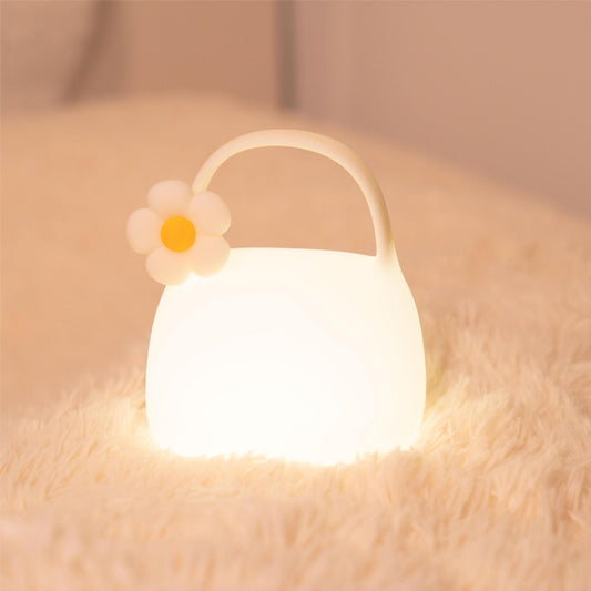 Cute Handbag Night Light, Silicone Night Light, Handbag Shaped 7 Color LED Table Lamp, Rechargeable Night Light with Timer, Portable Bedside Lamp with Touch Sensor for Dorm Bedroom