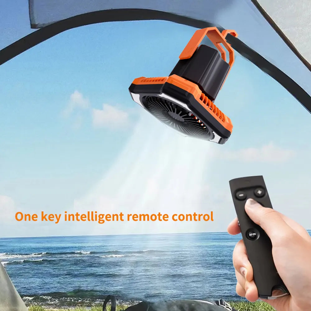 Outdoor Camping USB Fan with Power Bank LED Lamp Function for Indoor Portable USB Rechargeable Fan with Remote Control
