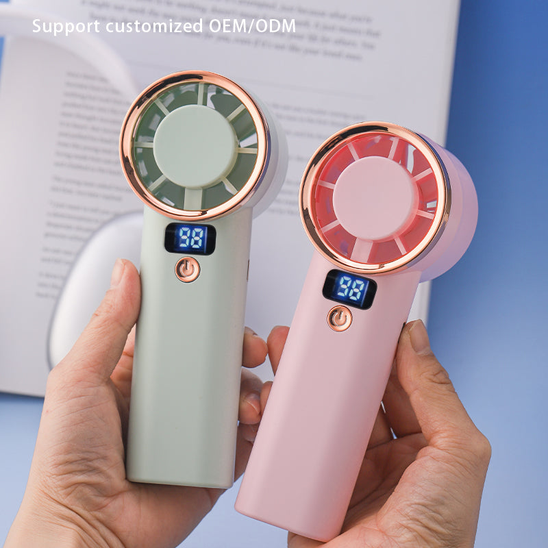 Portable Handheld Fan with 5 Speed Settings & LED Light – USB Type-C Rechargeable
