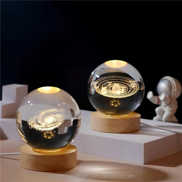 Valentine's Day Night Light Festive Crystal Ball Laser 3D Inscribed Glass Ball Home Accessories Small Ornaments Lighted