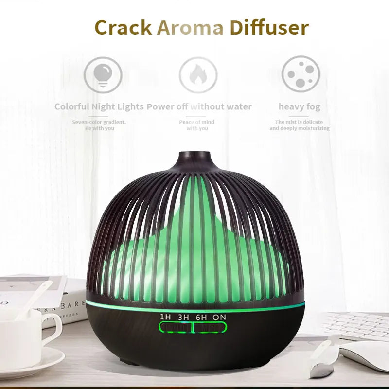 New Product Ideas 2025 Wood Grain Portable Diffuser Parfums Ultrasonic Essential Oil Diffuser 7-color LED Light air Humidifier