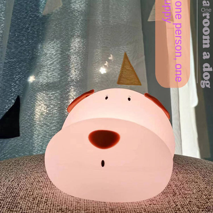 Silicone Puppy Night Lamp, Color Changing Dog Night Light, Rechargeable Bedside Lamp with Warm Light, 1200mAh Battery, Adorable Design for Kids