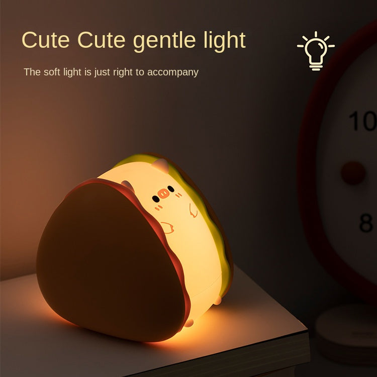 Hamburger pig-shaped baby bed night light, 3 layers, different strengths, sponge silicone, baby night light, newborn night light, cute portable bedside lamp