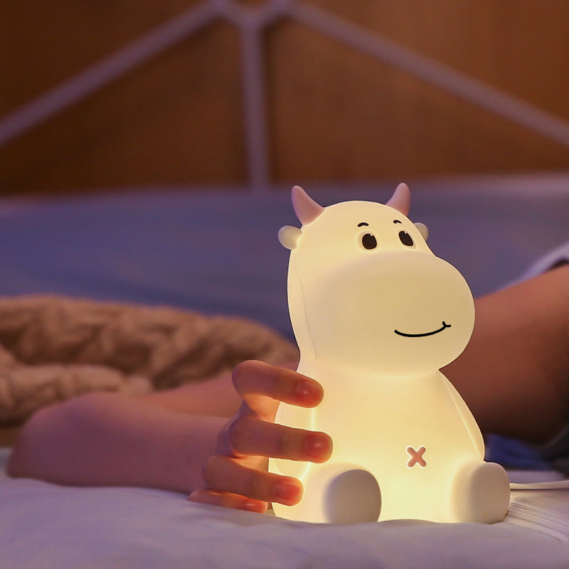 Cute Cow Night Light for Kids, Soft Silicone Nursery Lamp, 7 Color Changing Nightlight with Touch, Baby LED Lamp Toys Gifts for Girls/Boys