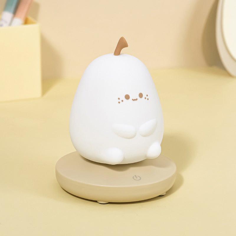 Pear Light  Nursery Table Lamp,Cute Pear Night Light, Silicone Pear Nursery Lamp for Kids, Dimmable Bedside Lamp, USB Rechargeable Light for Bedroom