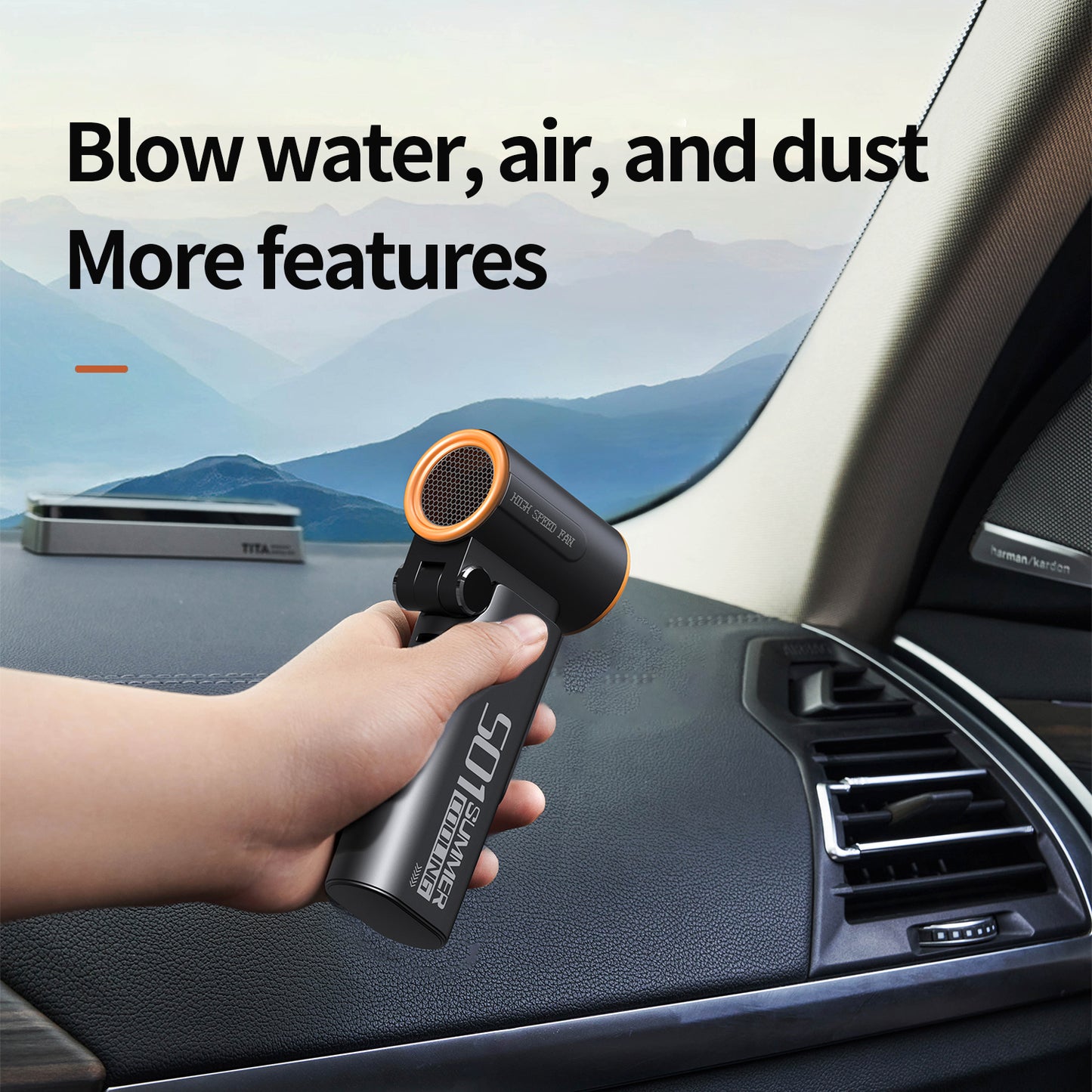 Portable High-Speed Fan with 100-Speed Adjustment, Tilted Airflow Design & USB Type-C Charging