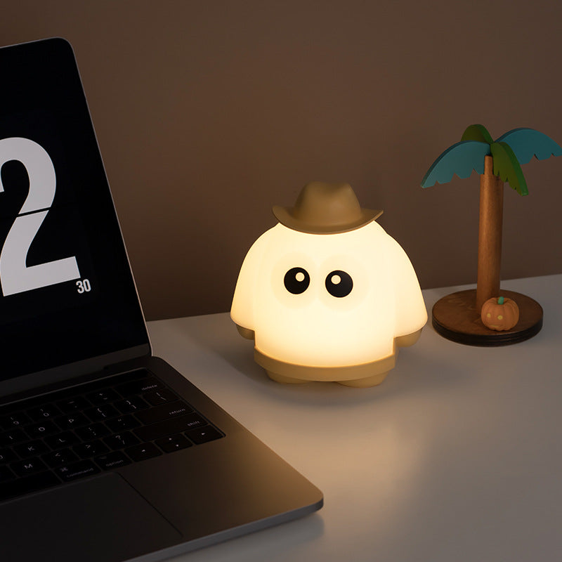 Ghost Night Light, Ghosts Night Light Halloween Nihgtlight,LED Rechargeable Night Light, Suitable for Halloween Gifts and Decorations for Family and Friends (Orange)