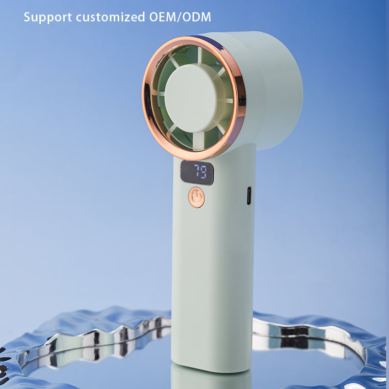 Portable Handheld Fan with 5 Speed Settings & LED Light – USB Type-C Rechargeable
