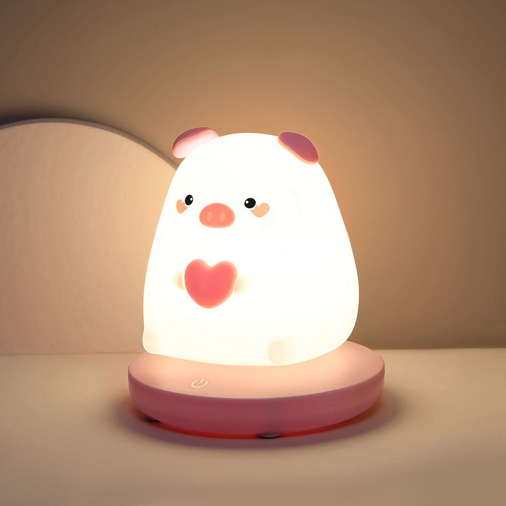 Amusingtao LED Children Night Light, Cute Bunny Night Light Bunny Lamp Soft Silicone Night Light with Touch Sensor, Protable Led Animal Silicone Kids Lamp USB Rechargeable Bedside Lamp