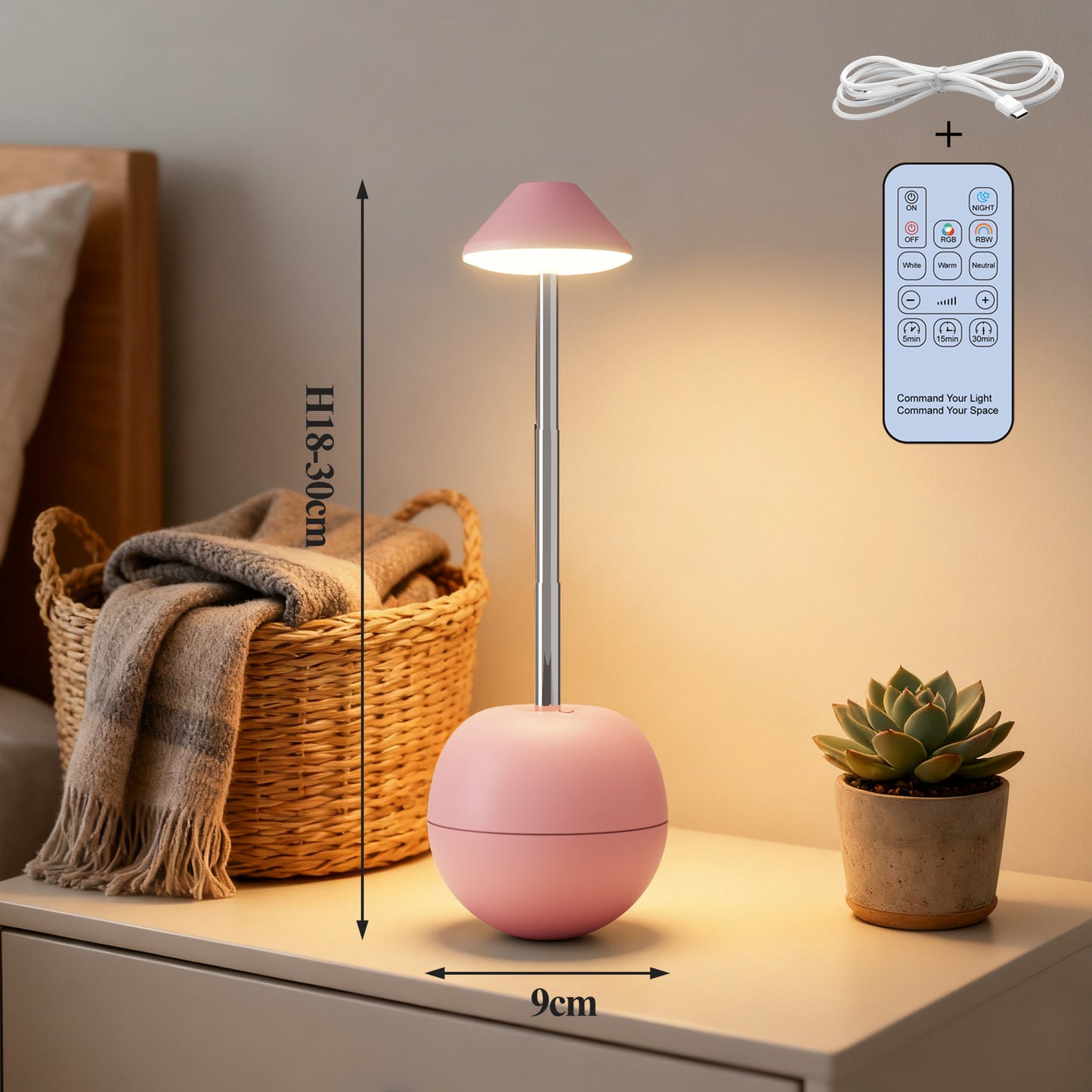 Creative LED Night Light – Rechargeable Bedside Table Lamp with Remote, Ambient Decorative Lamp for Bedroom & Desk