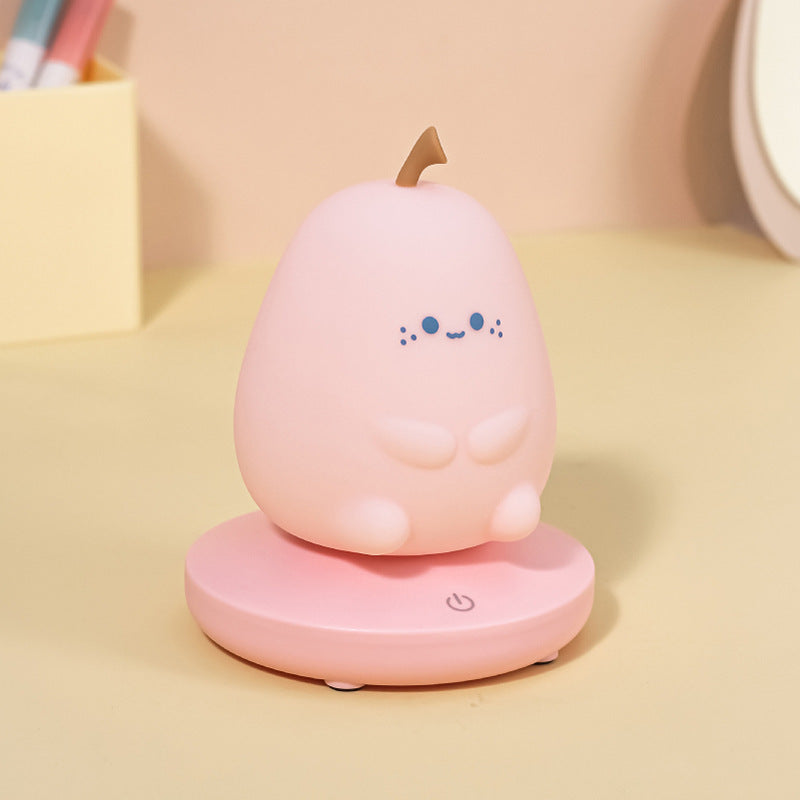 Pear Light  Nursery Table Lamp,Cute Pear Night Light, Silicone Pear Nursery Lamp for Kids, Dimmable Bedside Lamp, USB Rechargeable Light for Bedroom