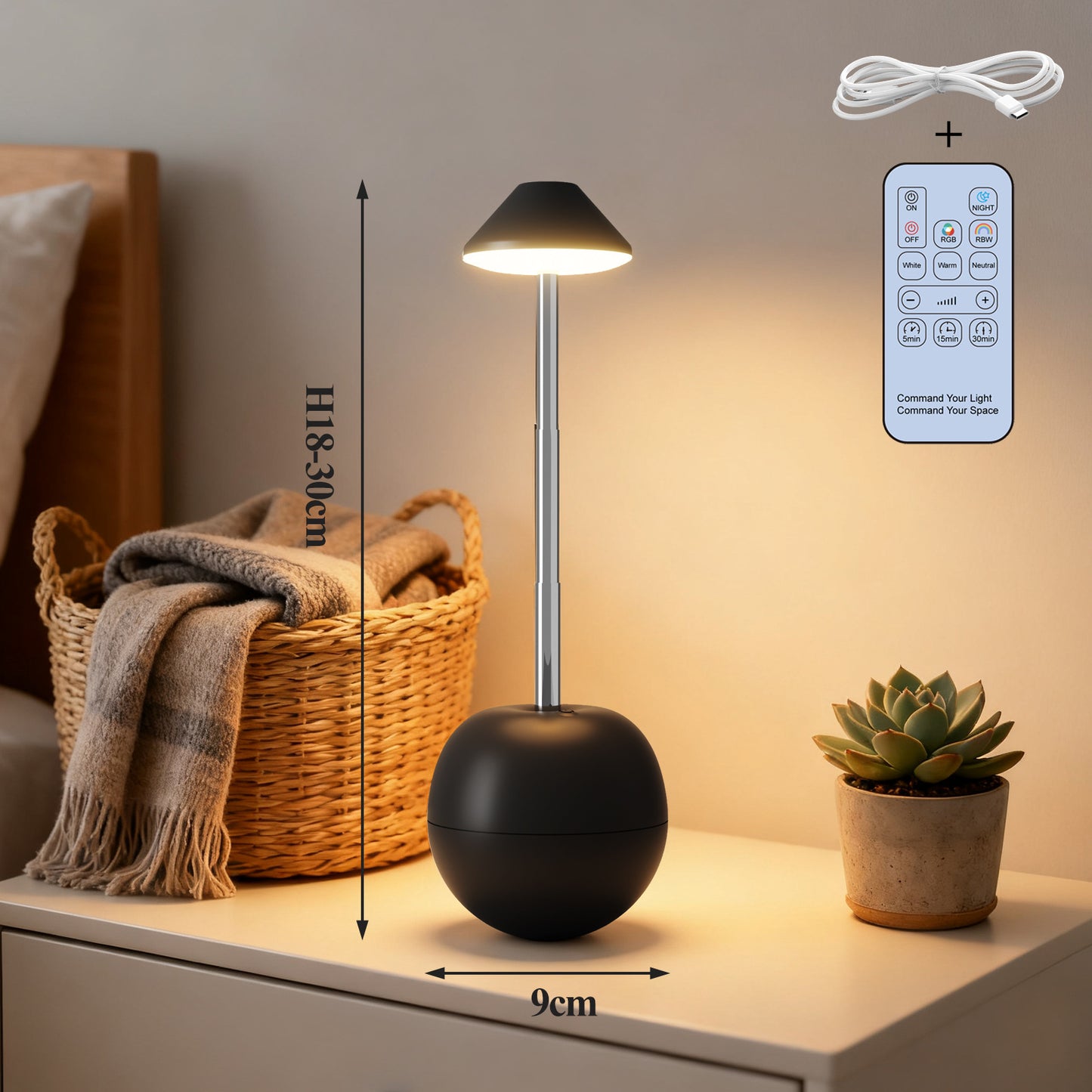 Creative LED Night Light – Rechargeable Bedside Table Lamp with Remote, Ambient Decorative Lamp for Bedroom & Desk