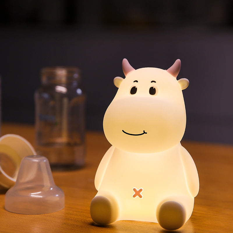 Cute Cow Night Light for Kids, Soft Silicone Nursery Lamp, 7 Color Changing Nightlight with Touch, Baby LED Lamp Toys Gifts for Girls/Boys