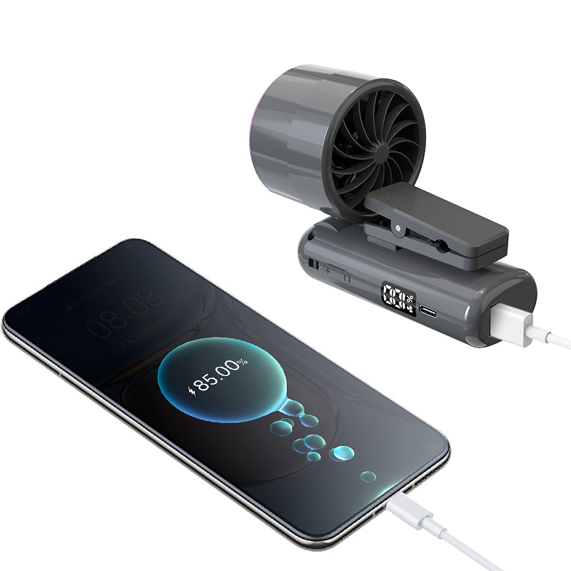 Handheld Foldable Fan with TEC Cooling, 120-Speed Adjustment & Smart Display – 3000mAh Rechargeable Battery, USB Type-C, Phone Holder