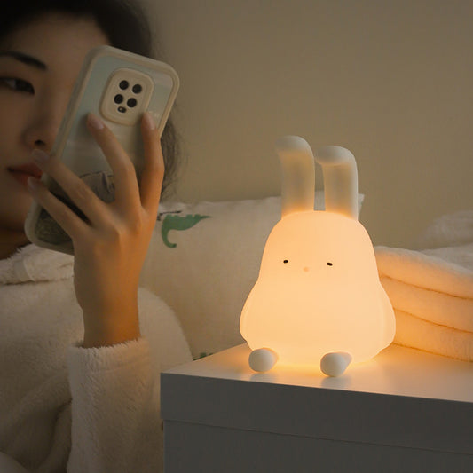 Linda lámpara LED para tostadora luz nocturna de pan de tostada Kawaii súper blanda de silicona recargable por USB y luz portátil con temporizador regalos ideales de Navidad para bebés