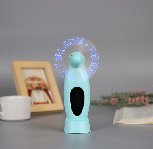 Wholesale flashing fan LED mini luminous flashing fan advertising promotion gift handheld USB flashing fan.