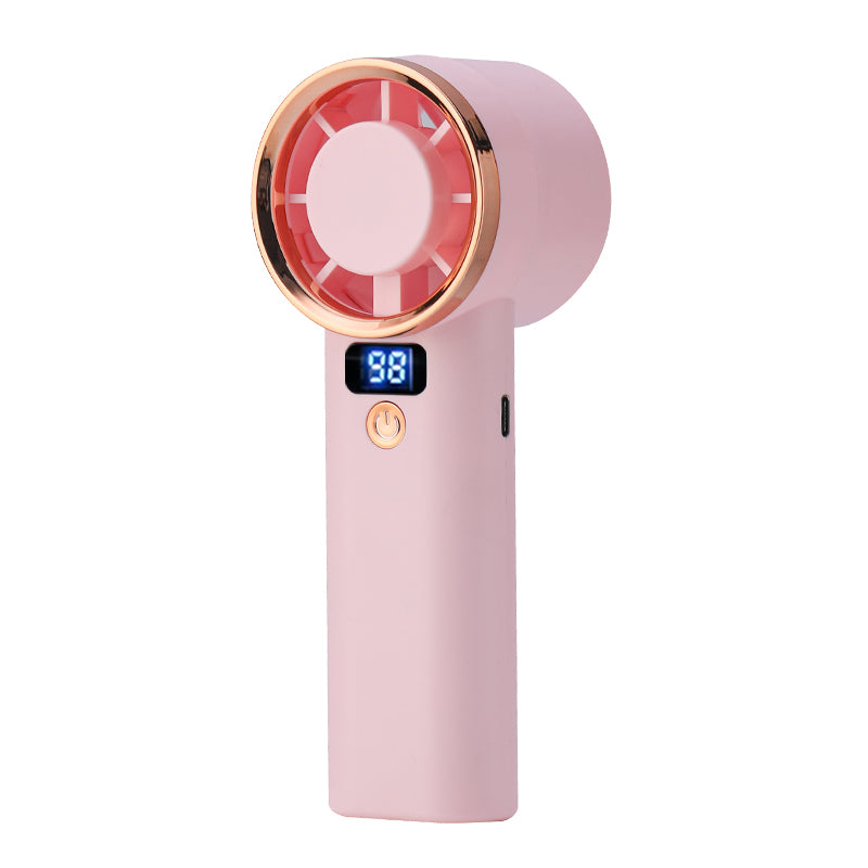 Portable Handheld Fan with 5 Speed Settings & LED Light – USB Type-C Rechargeable